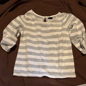GAP Gray Striped Long Sleeve Tee